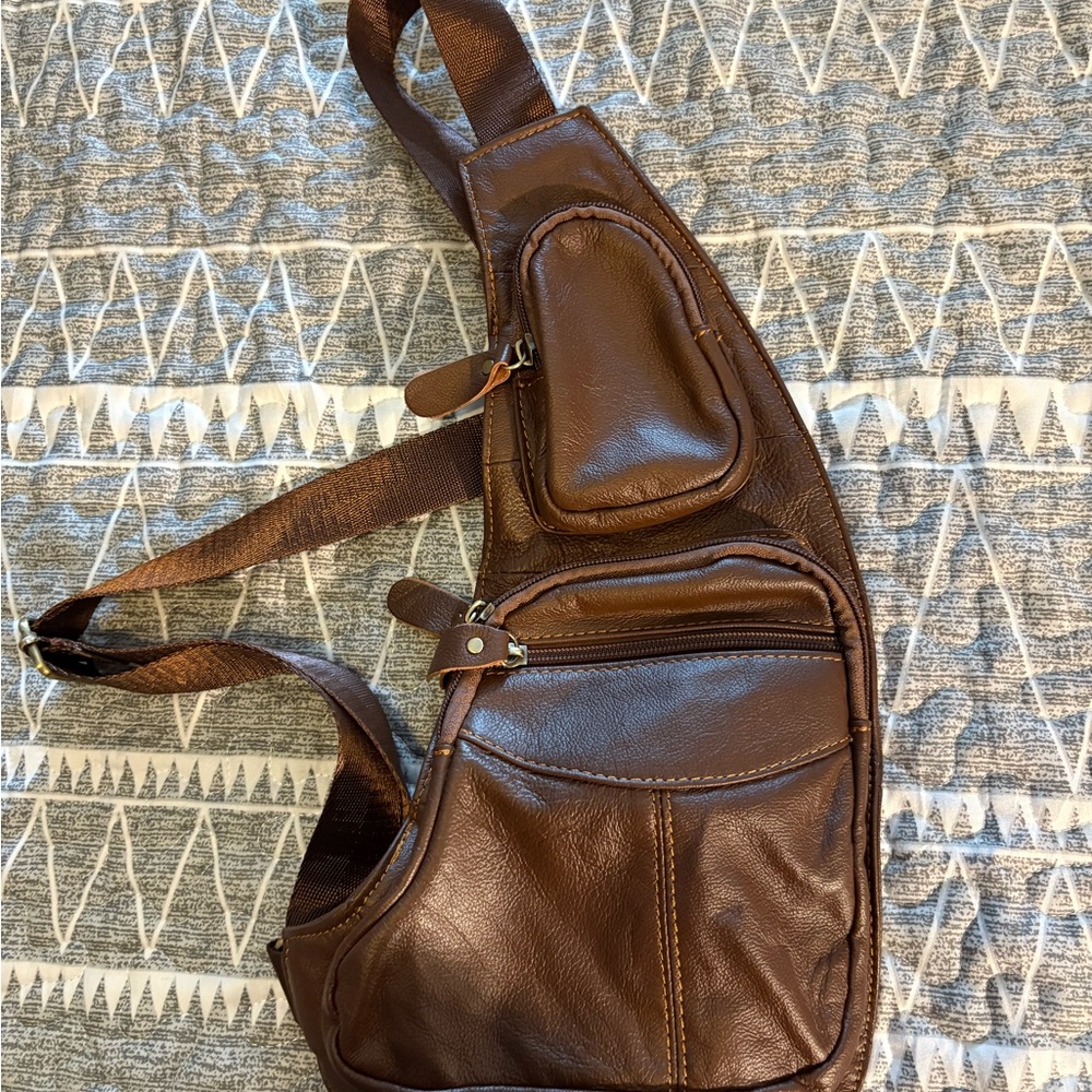 Brown Leather Belt Bag with Vintage Patina